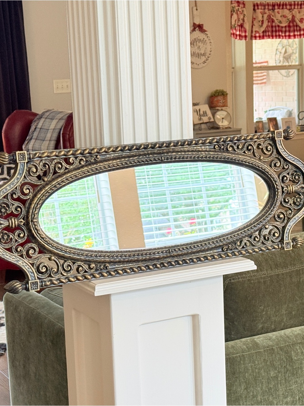 Vintage Homco Filigree MIRROR 25”x8,5” Ornate Black Gold Hollywood Glamour USA - Picture 12 of 15